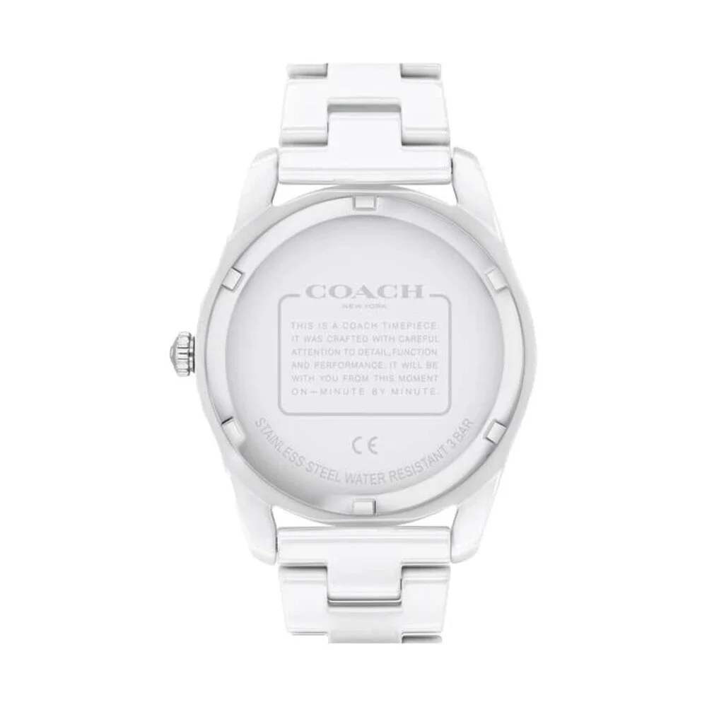 COACH PRESTON 14503771 WHITE DIAL & CERAMIC BRACELET QUARTZ 38MM WOMENS WATCH - Picture 3 of 4